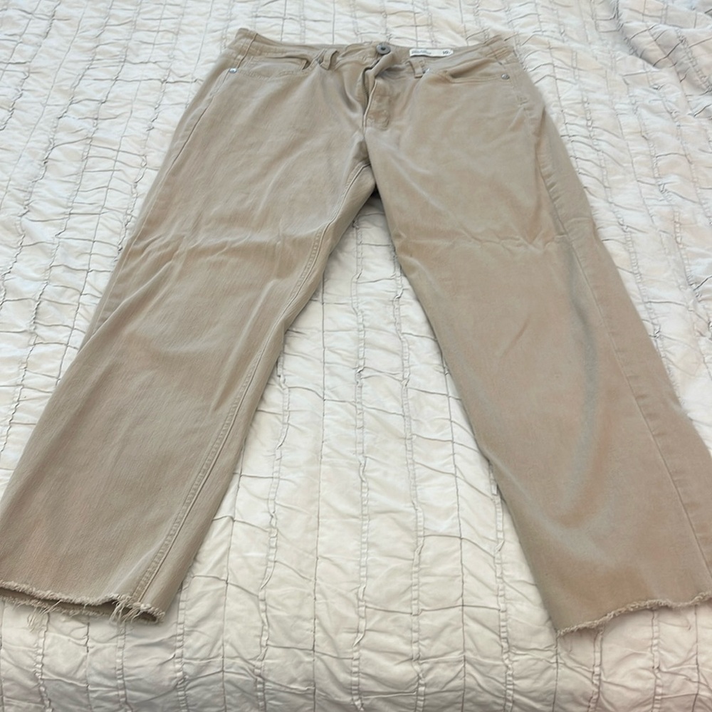 J. Jill Denim Hi-Rise Straight Left Crop Tan Jeans